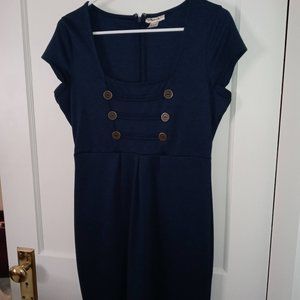 Sailor Button Style Navy Dress | Belle du Jour